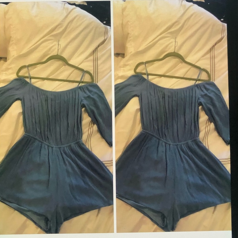 Blue off the shoulder romper